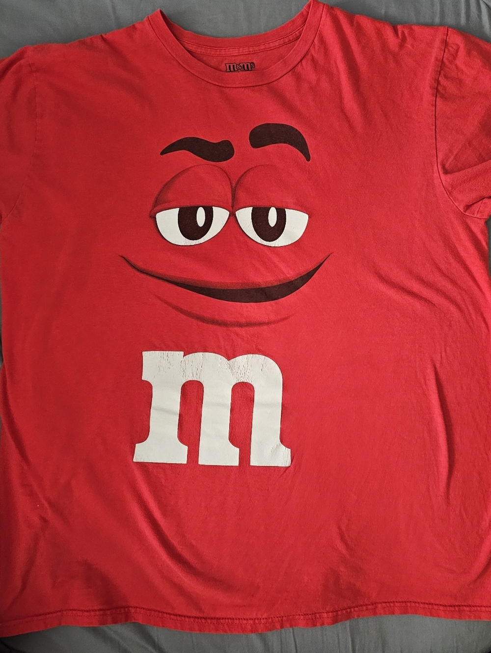 M & M Candy T Shirt Adult Large Red Face Smile M And M Mens